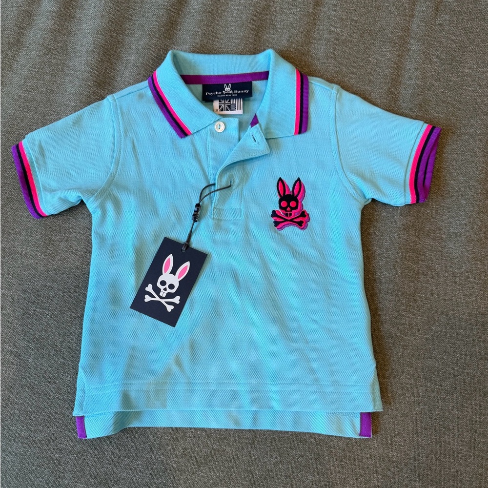 Psycho Bunny Kids Blue Polo Shirt size Brand new with tags!